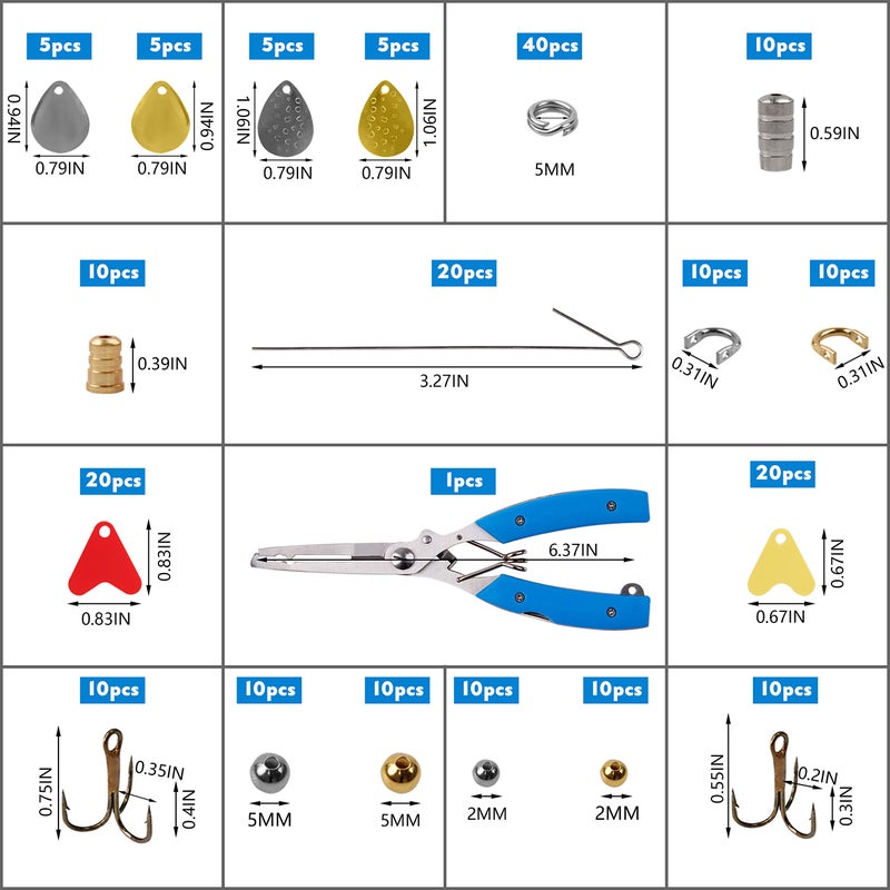 SILANON Fishing Lures Making Kit, 231pcs DIY Inline Spinner Bait Making Kit Colorado Spinner Blade Fishing Spoon Rig Treble Hooks Plier Make Your Own Fishing Lures for Bass Trout Walleye - Image 2